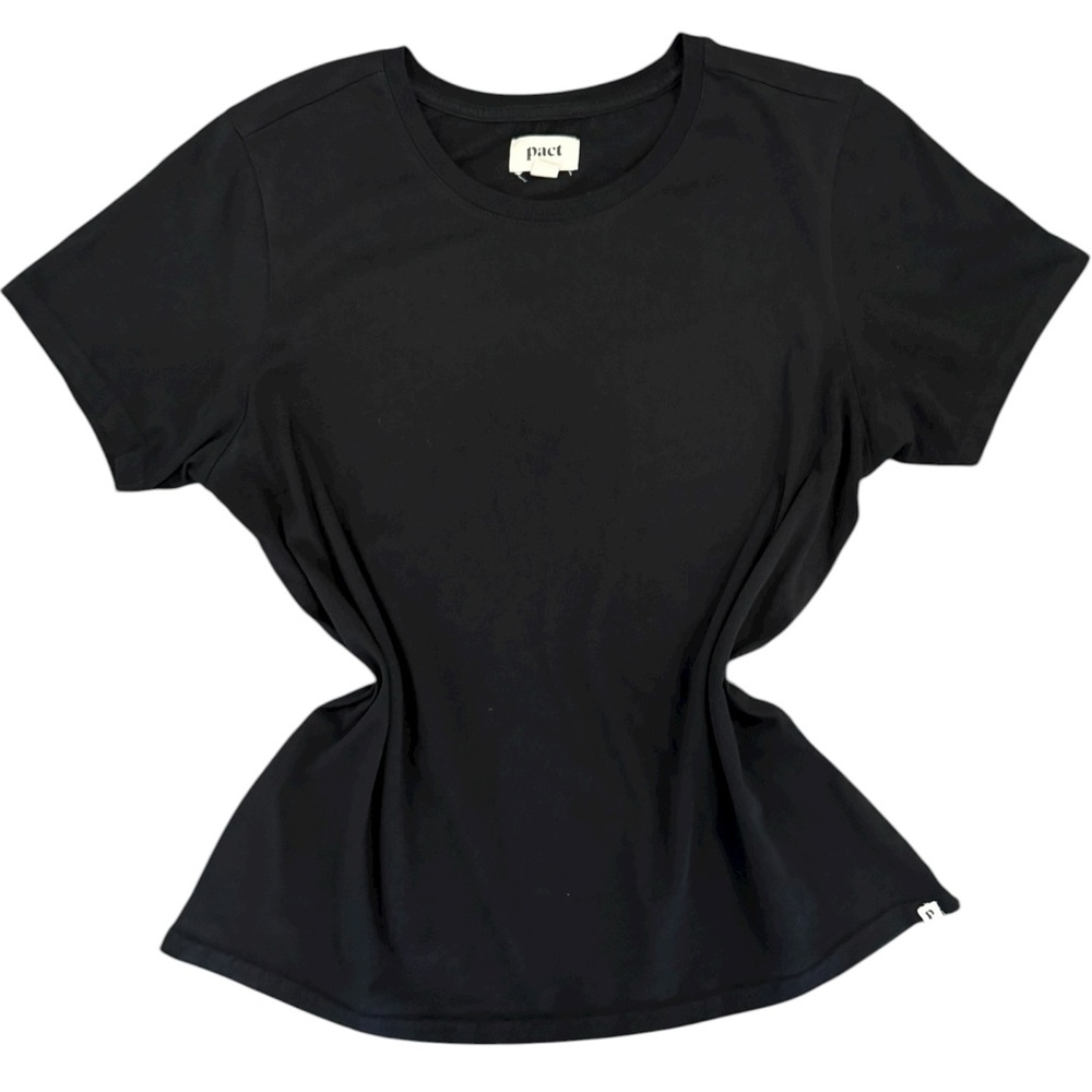 Pact Women's Black Crewneck T-Shirt Size L 100% Cotton